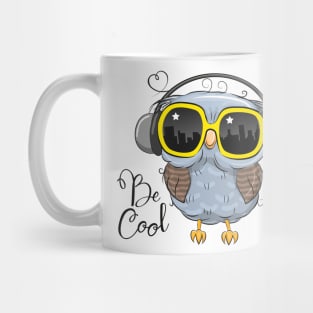 Cute owl with sunglasses and headphones Mug
